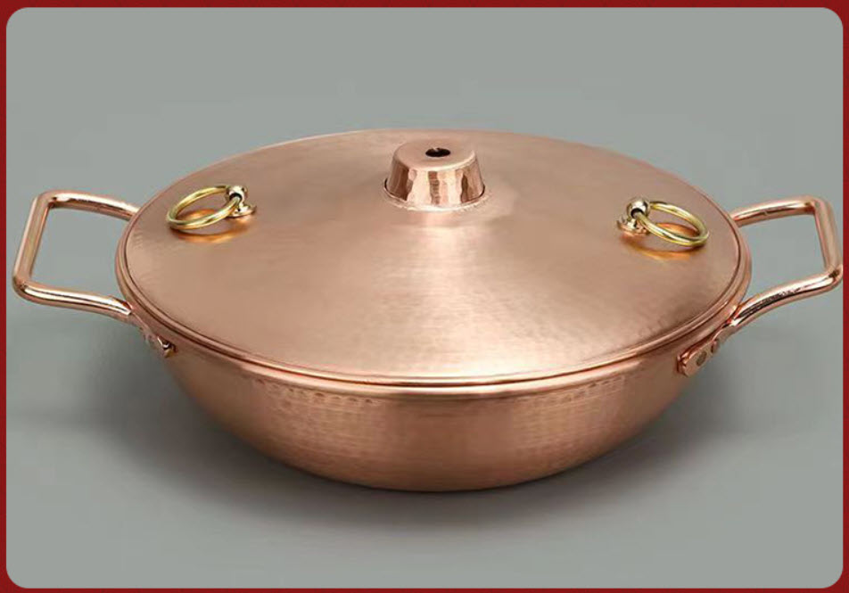 Nồi lẩu đồng cổ điển 26cm gia cố cứng handmade XTD14