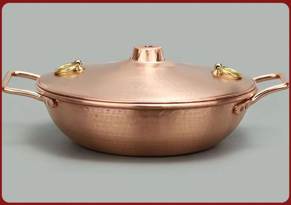 Nồi lẩu đồng cổ điển 26cm gia cố cứng handmade XTD14