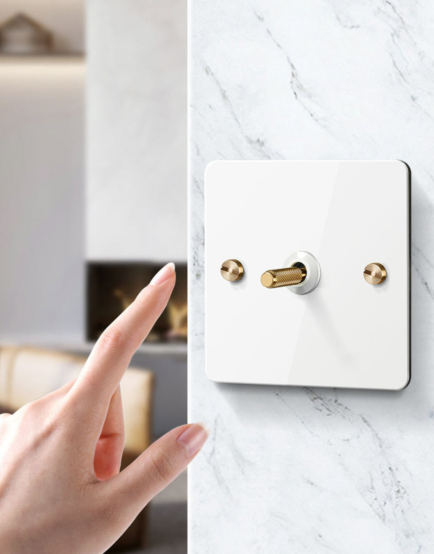 Công tắc ổ cắm âm tường mặt inox phủ sơn HOD18 toggle bằng đồng type 86