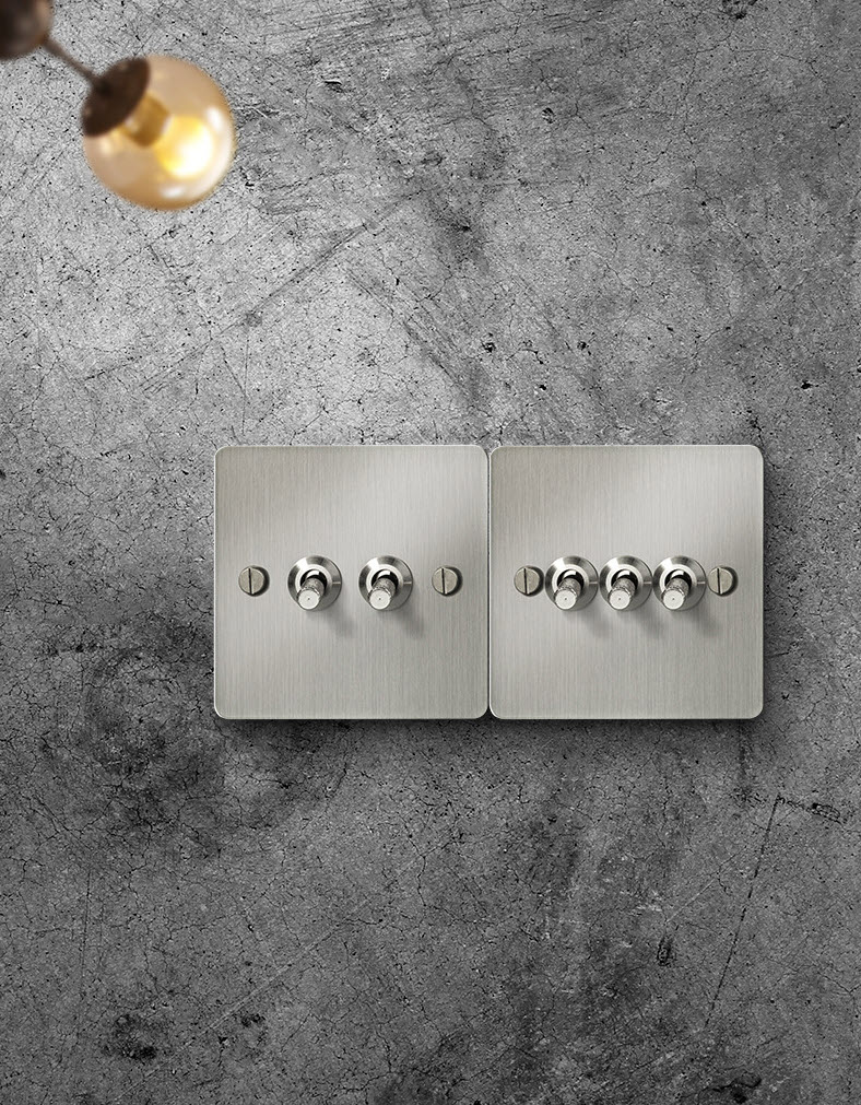 Công tắc ổ cắm âm tường mặt inox xước HOD19 toggle bằng đồng type 86