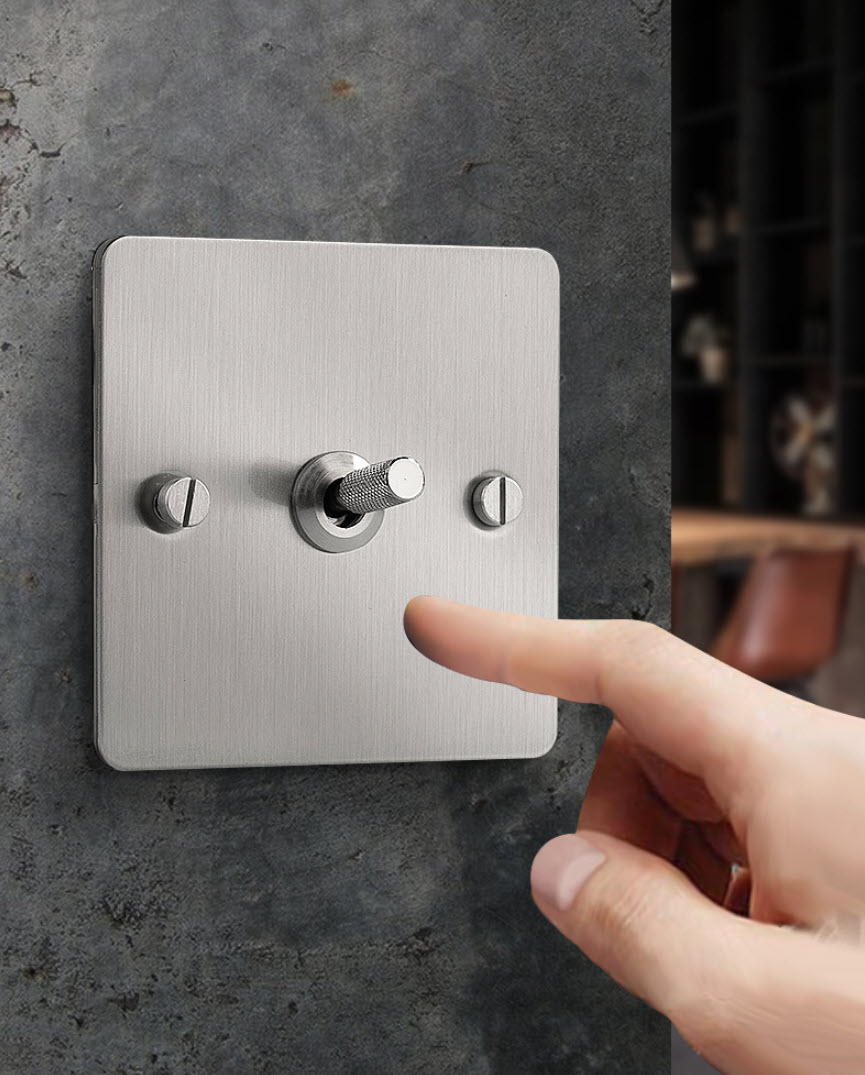 Công tắc ổ cắm âm tường mặt inox xước HOD19 toggle bằng đồng type 86