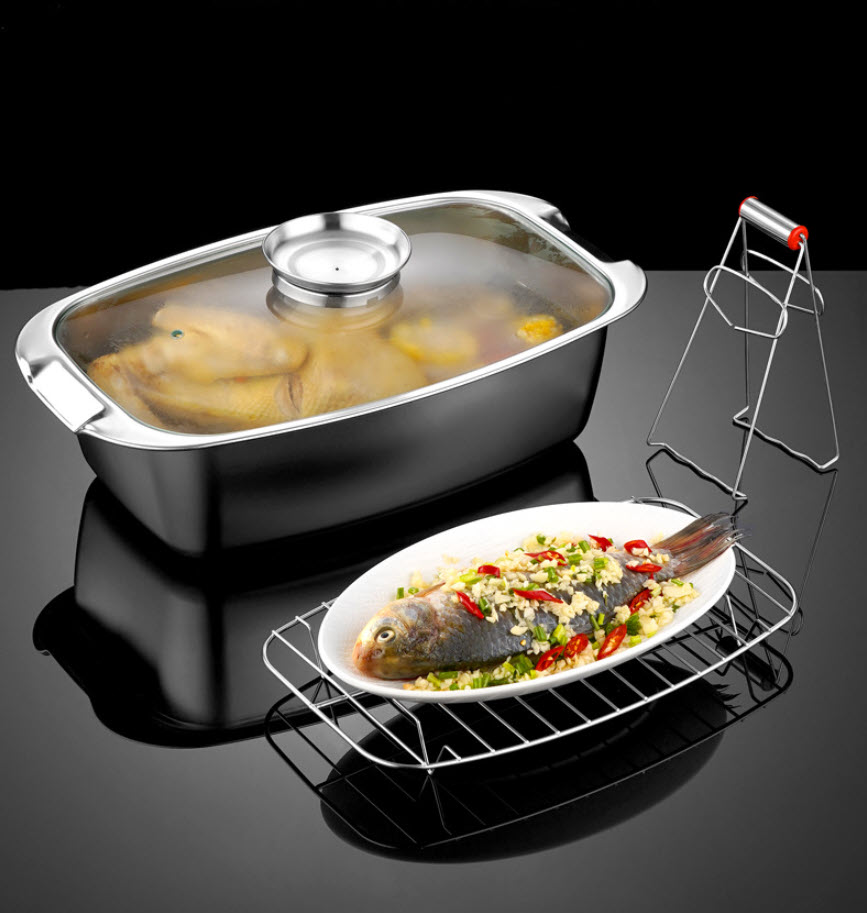Nồi hấp cá nồi luộc gà hấp hải sản rau củ dimsum inox 304 JAK304