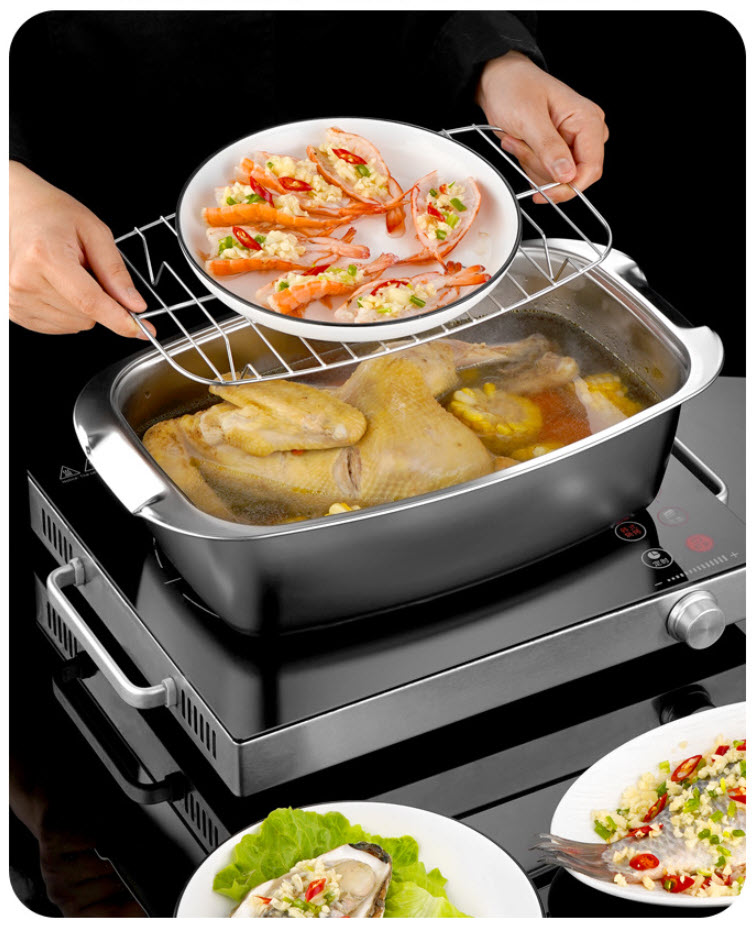 Nồi hấp cá nồi luộc gà hấp hải sản rau củ dimsum inox 304 JAK304