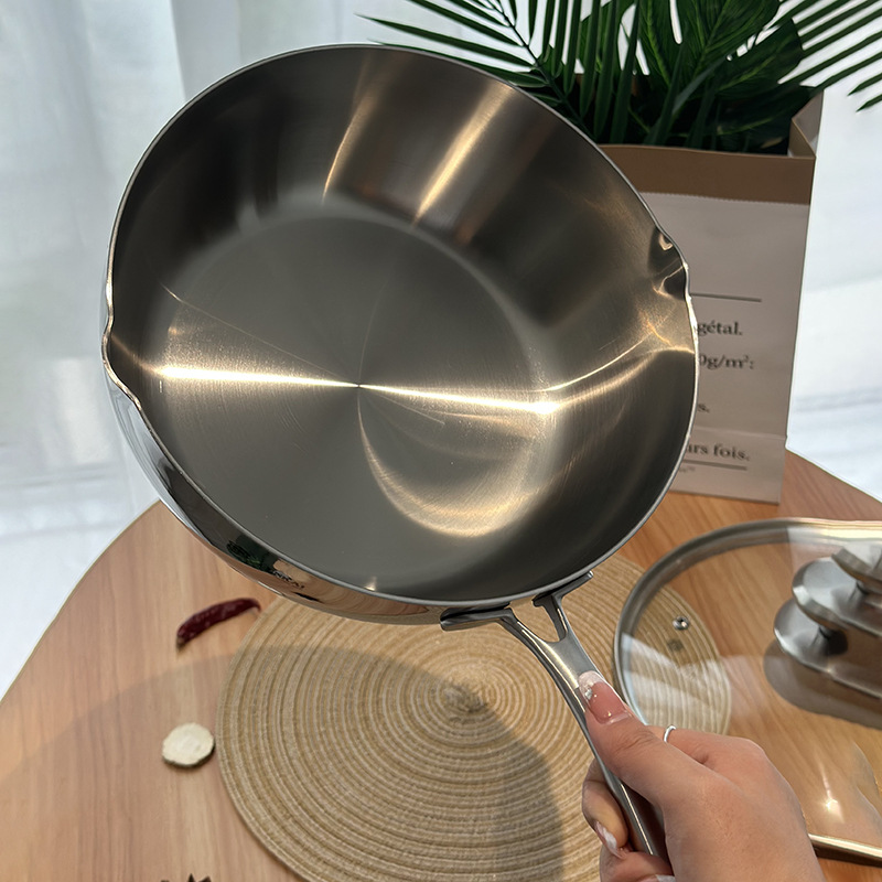 Chảo sâu lòng inox y tế 316 size 16-26cm nắp kính đáy bằng LK011
