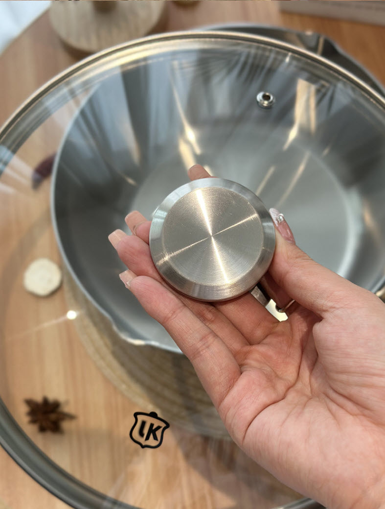 Chảo sâu lòng inox y tế 316 size 16-26cm nắp kính đáy bằng LK011