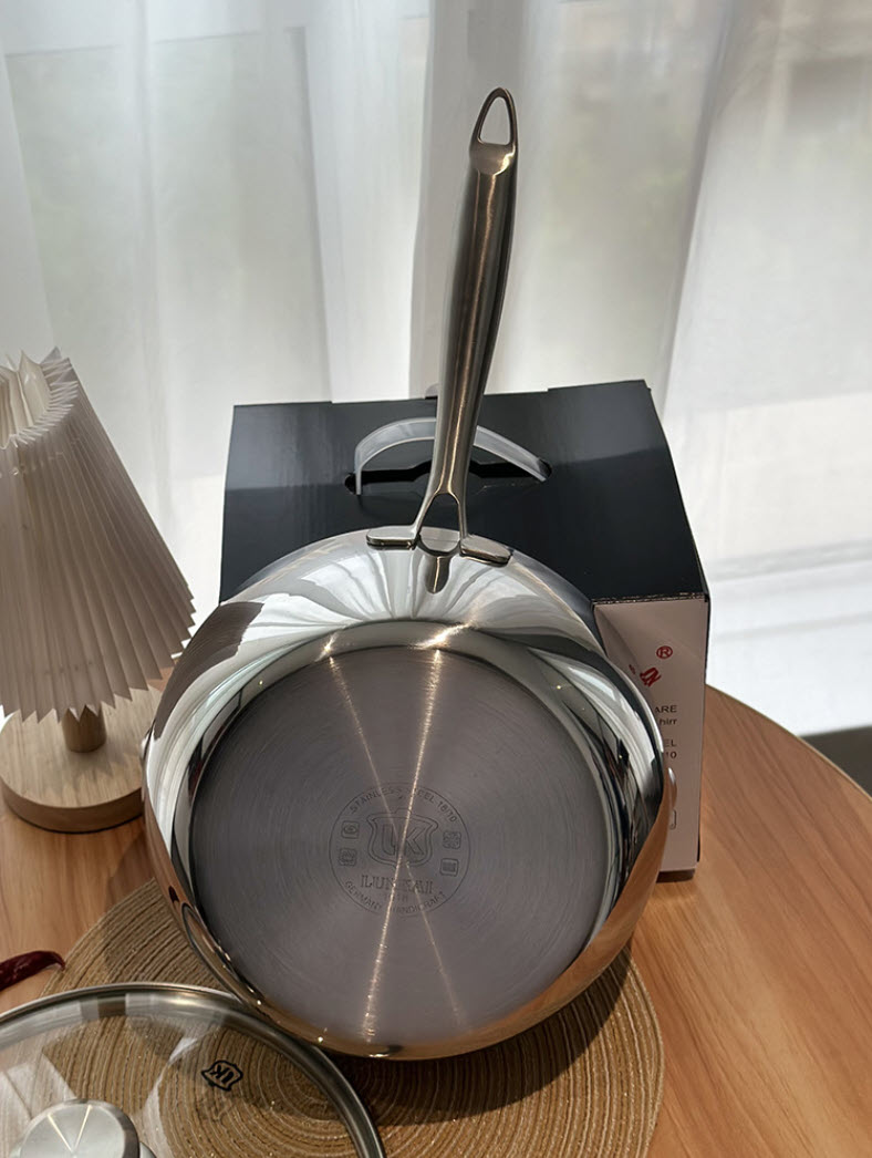 Chảo sâu lòng inox y tế 316 size 16-26cm nắp kính đáy bằng LK011