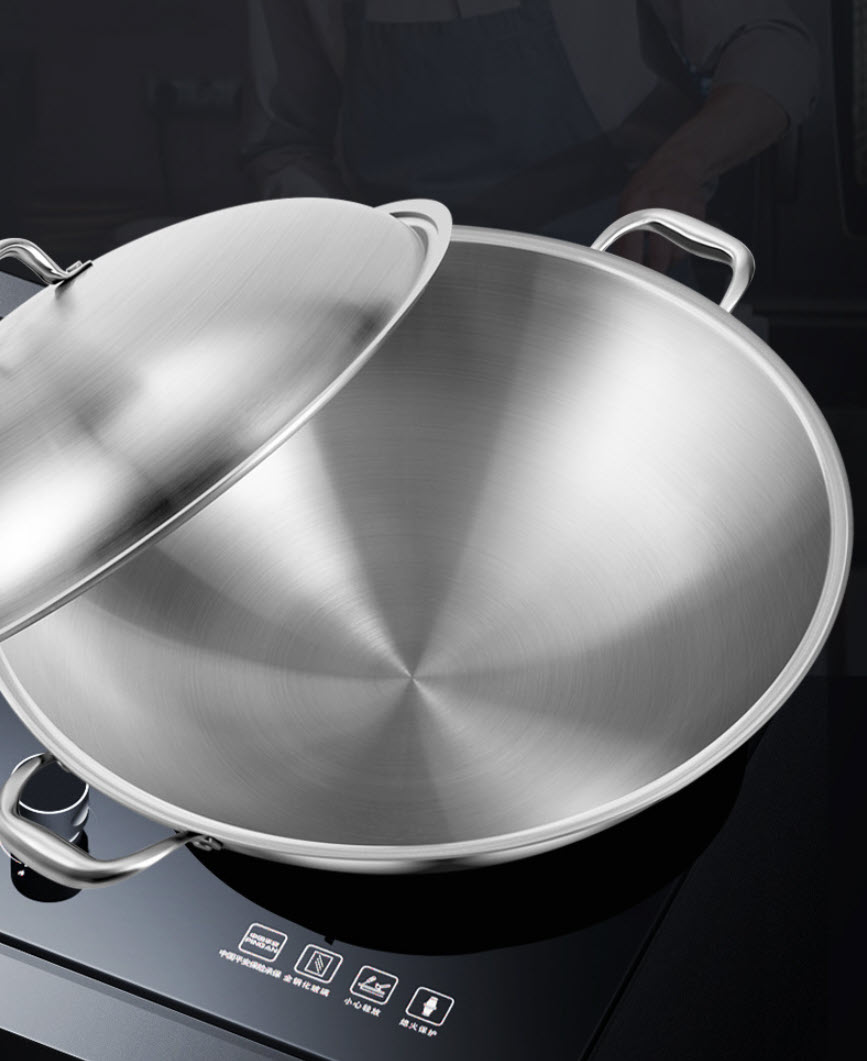 Chảo bầu inox y tế 316 cao cấp đáy bằng 32-38cm KQ46A1
