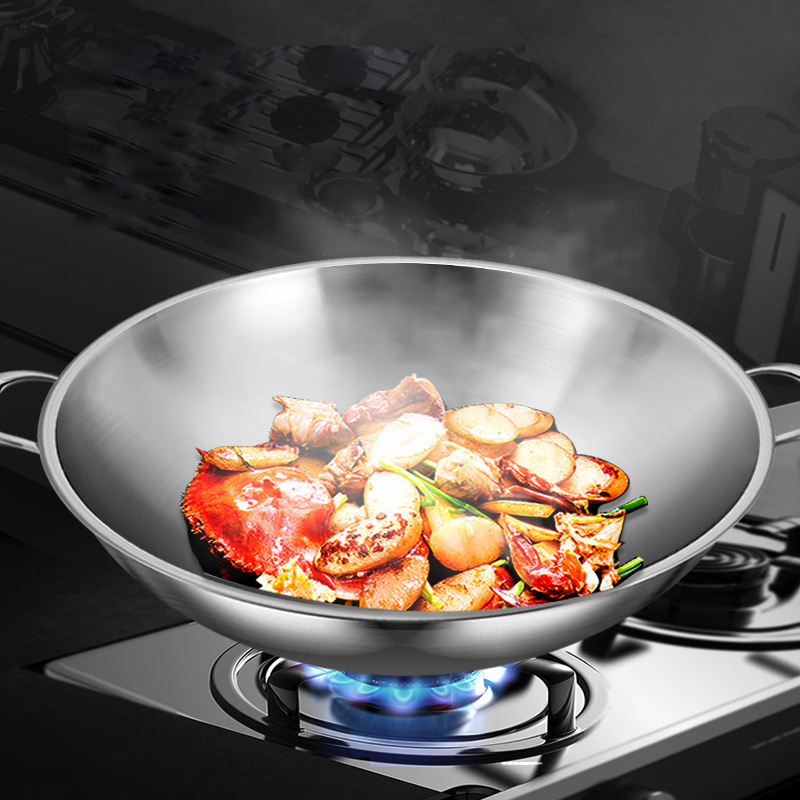 Chảo bầu inox y tế 316 cao cấp đáy bằng 32-38cm KQ46A1