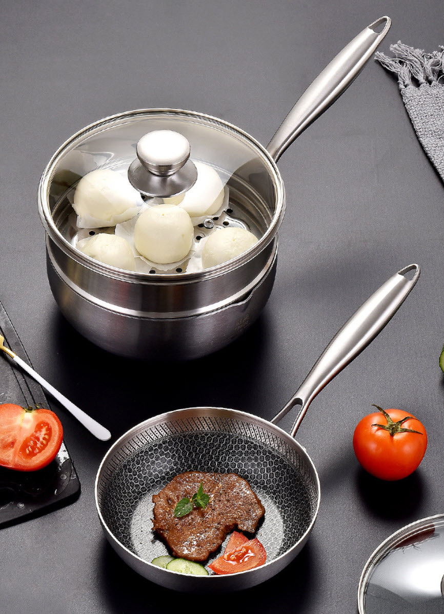 Nồi nấu sữa nồi chiên hấp đa năng inox 316 chống dính tổ ong CCD022