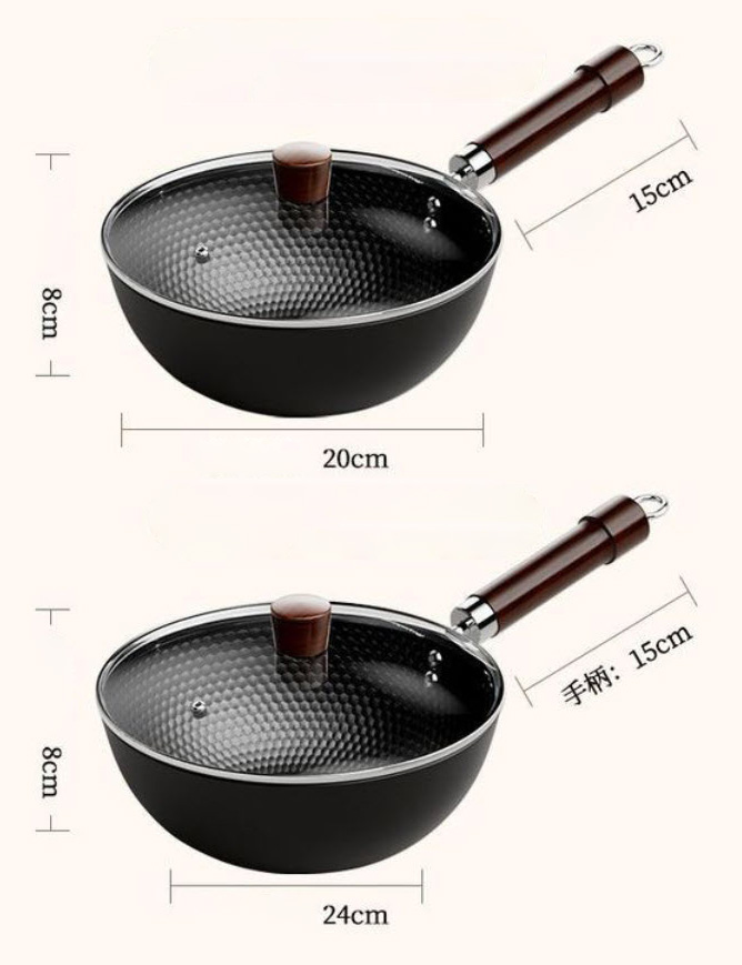 Chảo thép vân 3D tổ ong dáng bầu sâu 8cm size 20-24cm WJ009