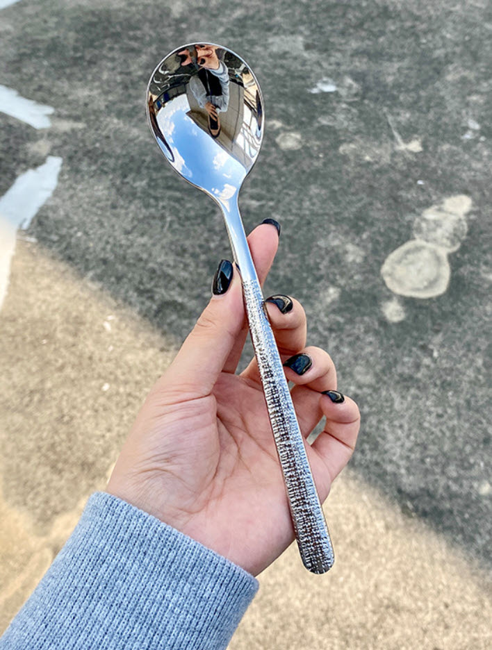 Muỗng soup inox 316 cao cấp 21cm cán cầm có vân CO928