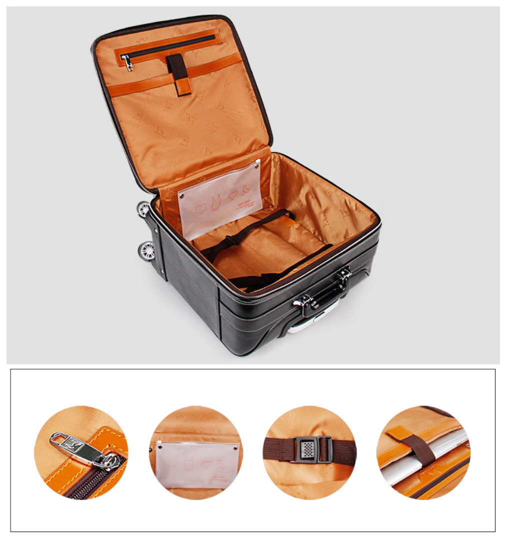 Vali kéo du lịch Lapoe Da Bò thật size 16-20 inch LB4116