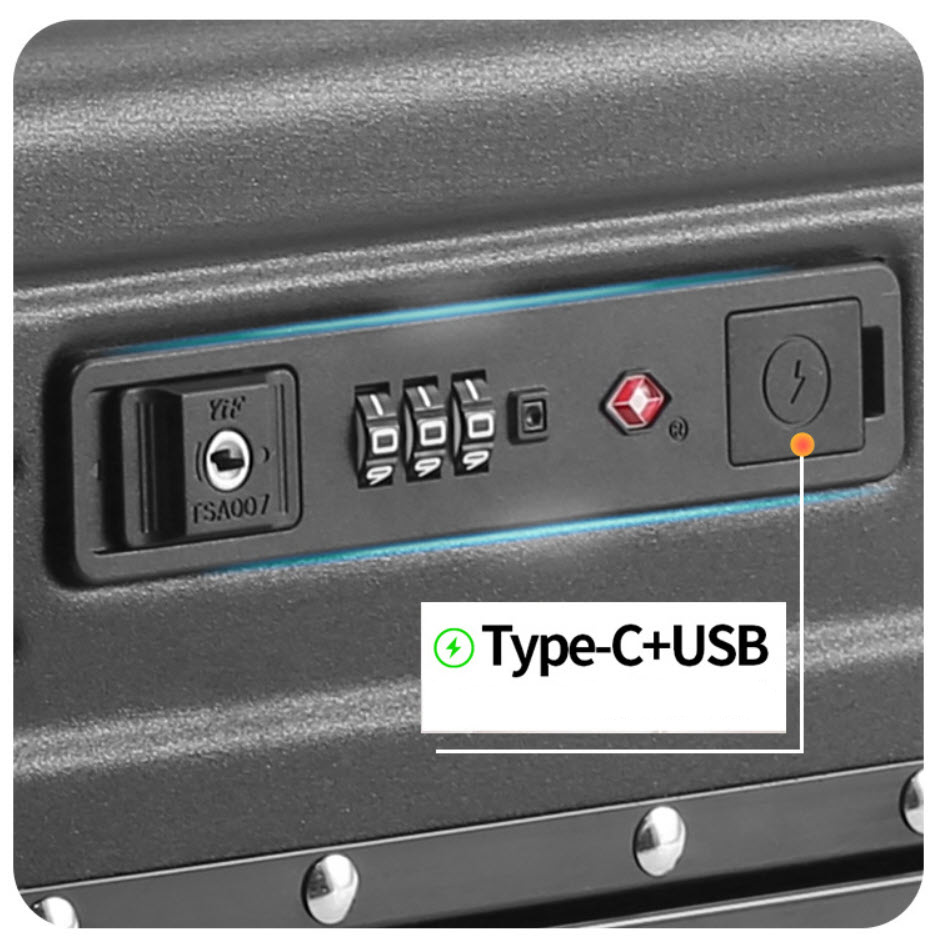 Vali kéo du lịch ngăn hông phụ có cổng sạc USB khóa đôi TSA 18-26inch T6222