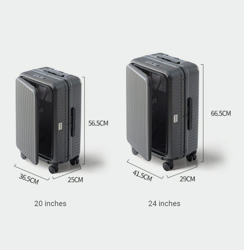 Vali kéo du lịch khóa TSA cổng sạc USB có nắp hông size 20-24inch PH3012
