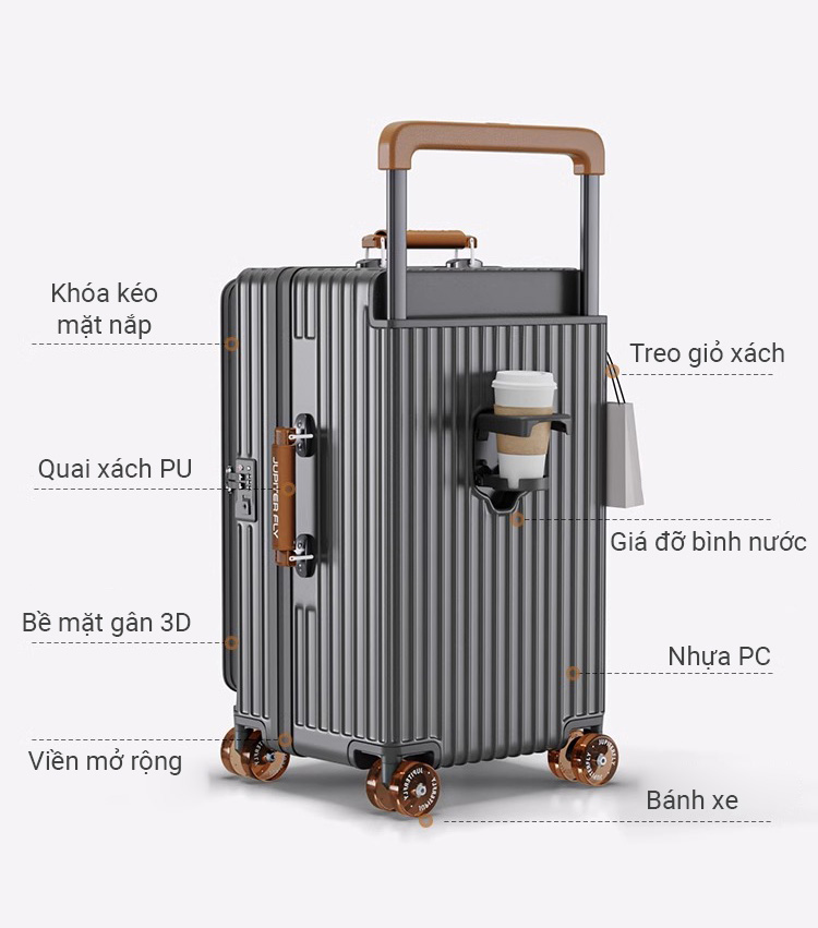 Vali kéo du lịch Jupiter JF6113K khóa TSA có thể mở rộng 4cm 20-28inch