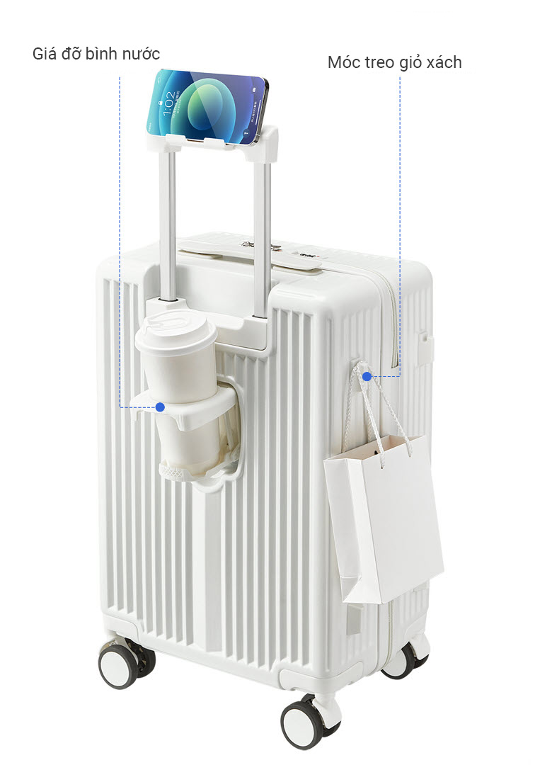 Vali kéo du lịch khóa TSA 2 ổ cổng sạc USB 20-26inch SK6605