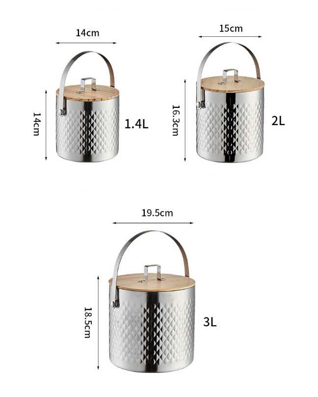 Xô đá 2 lớp cách nhiệt hoa văn diamond 1.4-3L JJD15