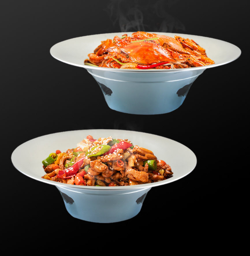 Bộ chảo hâm nóng buffet các món Cá Lagu Crawfish Cua hấp Sườn cay kèm đế bếp cồn GCH012