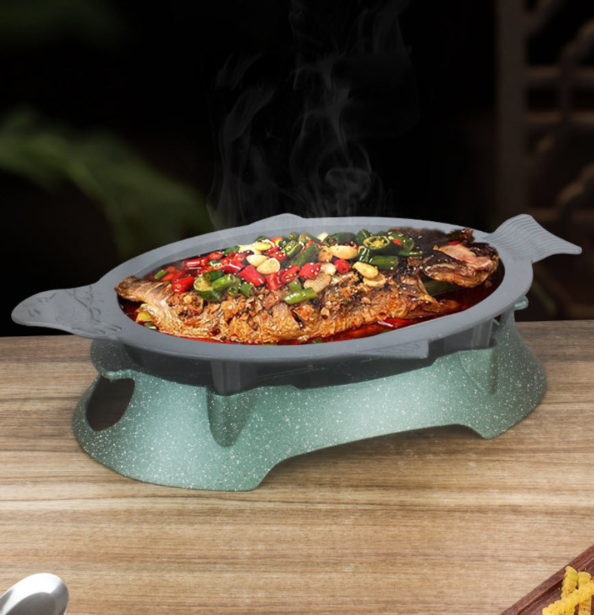 Bộ chảo hâm nóng Cá các món buffet Crawfish Cua rang me kèm bếp cồn theo bộ GCH014