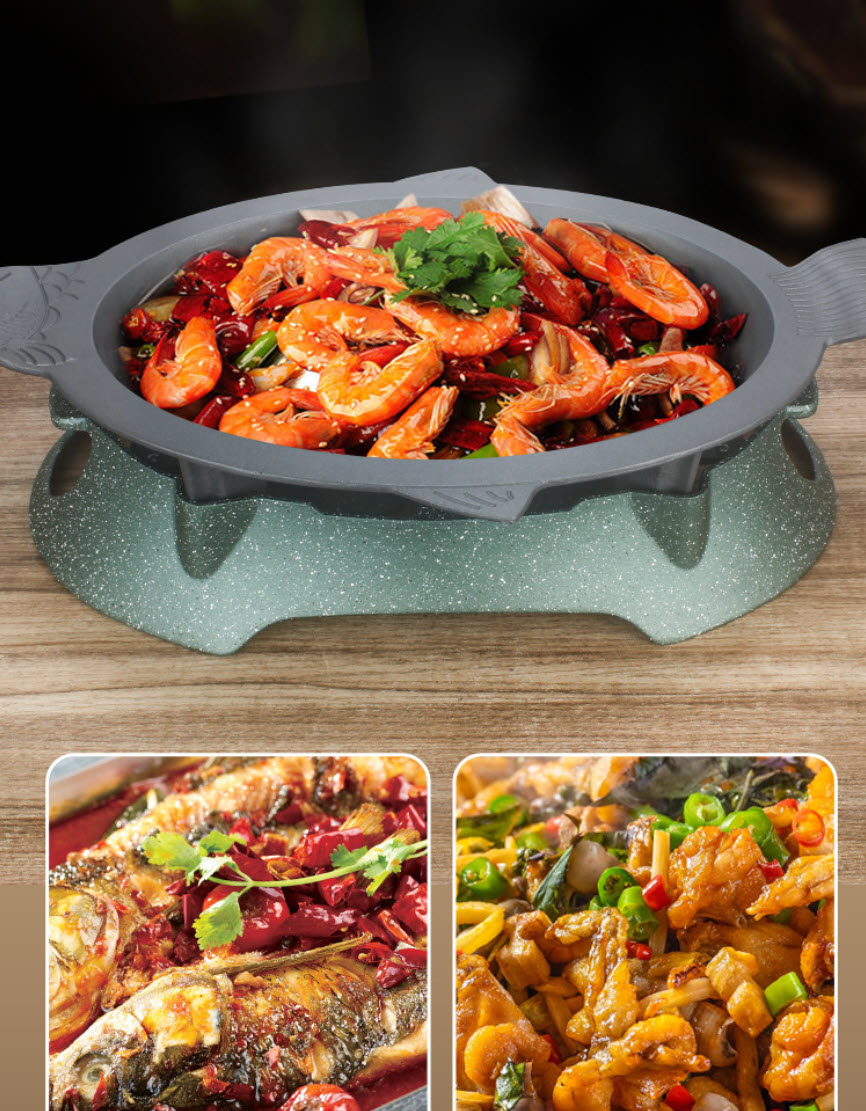 Bộ chảo hâm nóng Cá các món buffet Crawfish Cua rang me kèm bếp cồn theo bộ GCH014