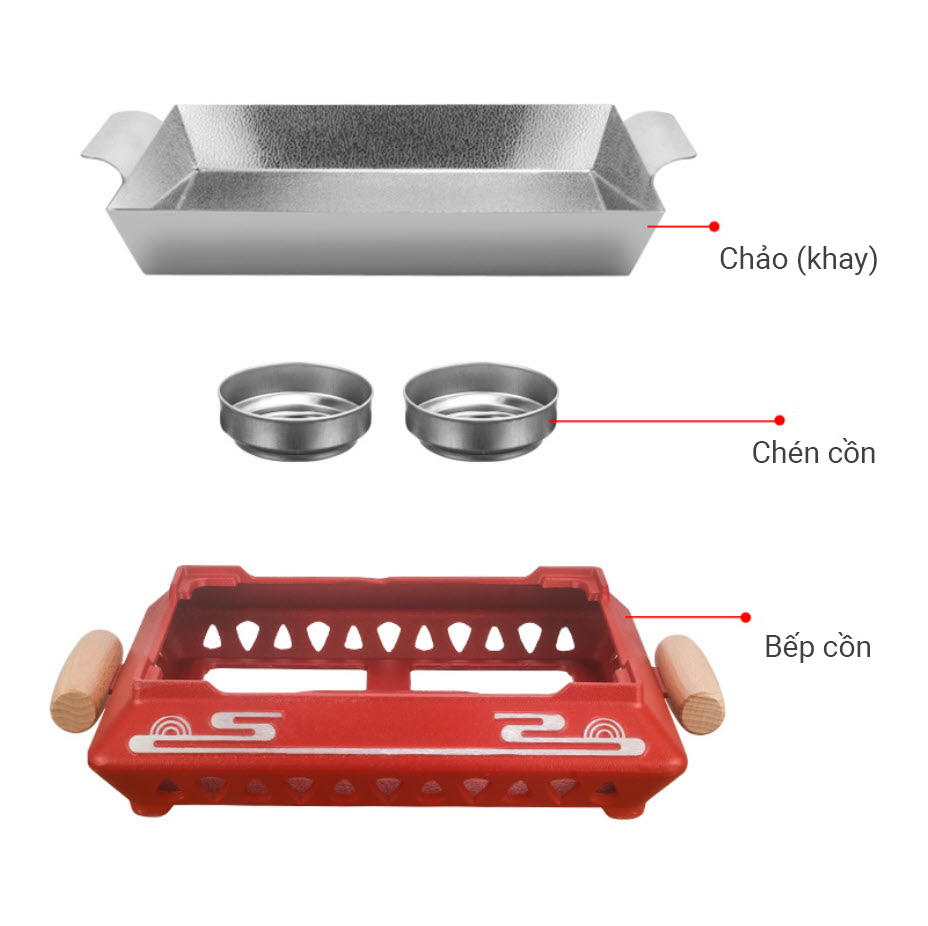 Khay hấp cá hâm nóng buffet các món Hải Sản kèm bếp cồn nhôm theo bộ GCH015