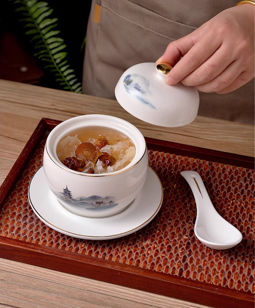 Thố chưng Yến súp Bào Ngư Hải Sâm Vi Cá đựng Chè tráng miệng 330ml SN106