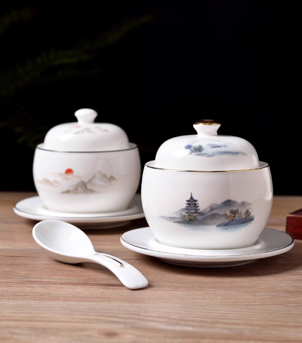 Thố chưng Yến súp Bào Ngư Hải Sâm Vi Cá đựng Chè tráng miệng 330ml SN106