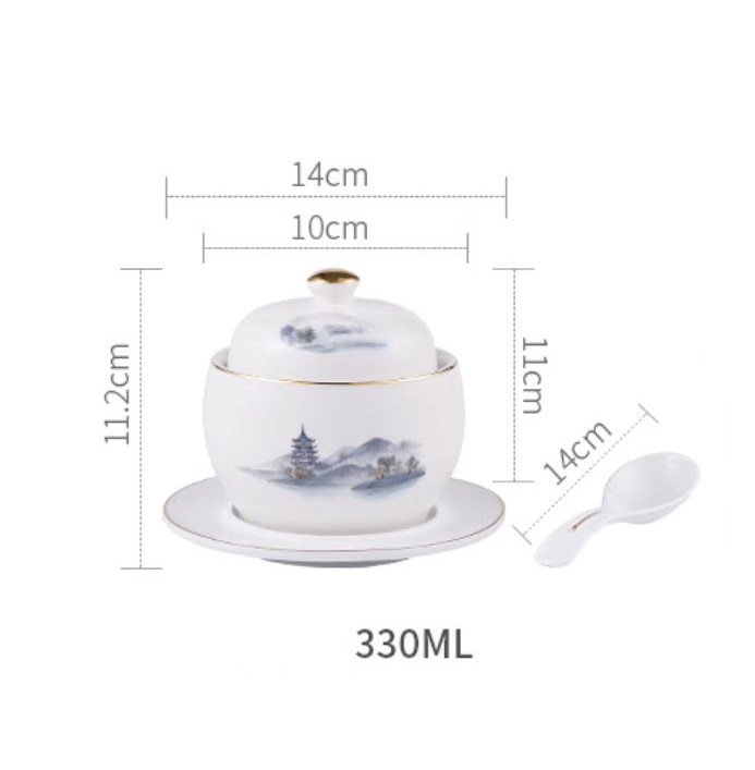 Thố chưng Yến súp Bào Ngư Hải Sâm Vi Cá đựng Chè tráng miệng 330ml SN106