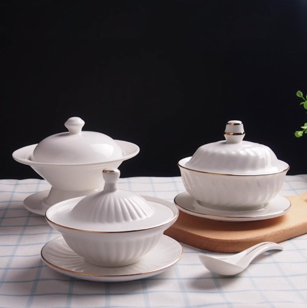 Bát đựng Tổ Yến Bào Ngư Hải Sâm Vi Cá có nắp SN1011