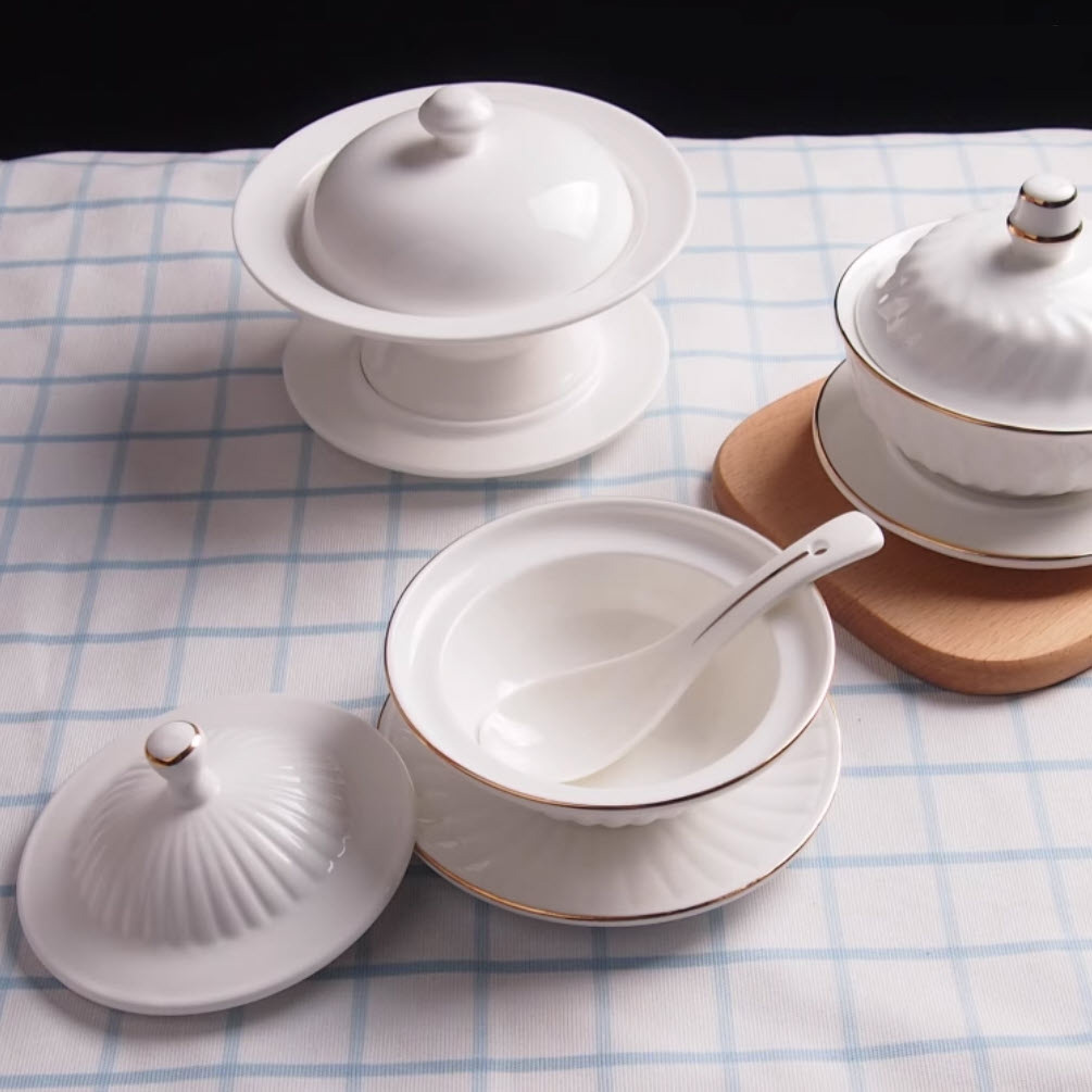 Bát đựng Tổ Yến Bào Ngư Hải Sâm Vi Cá có nắp SN1011