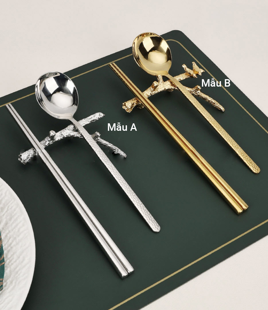 Gác đũa muỗng hình nhánh cây hợp kim mạ điện HM011