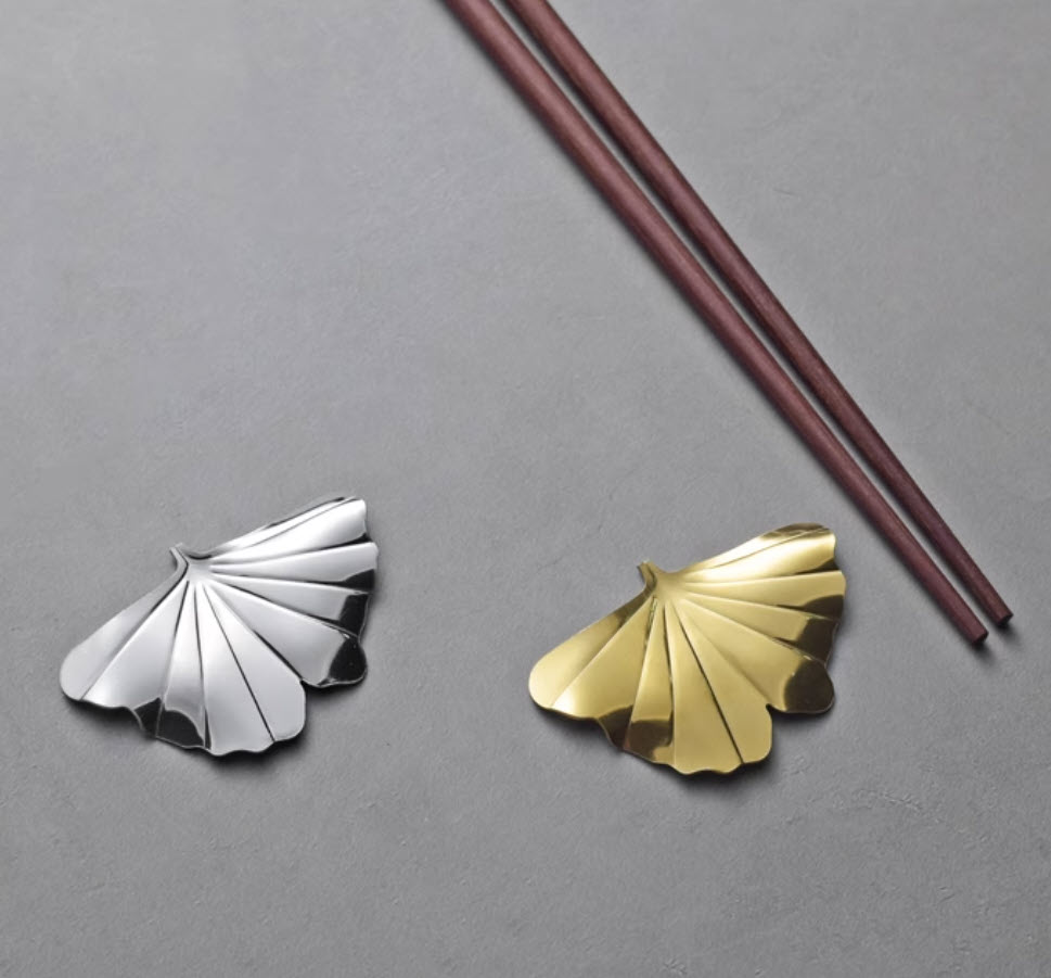 Gác đũa hình lá Bạch Quả inox 304 AKH011