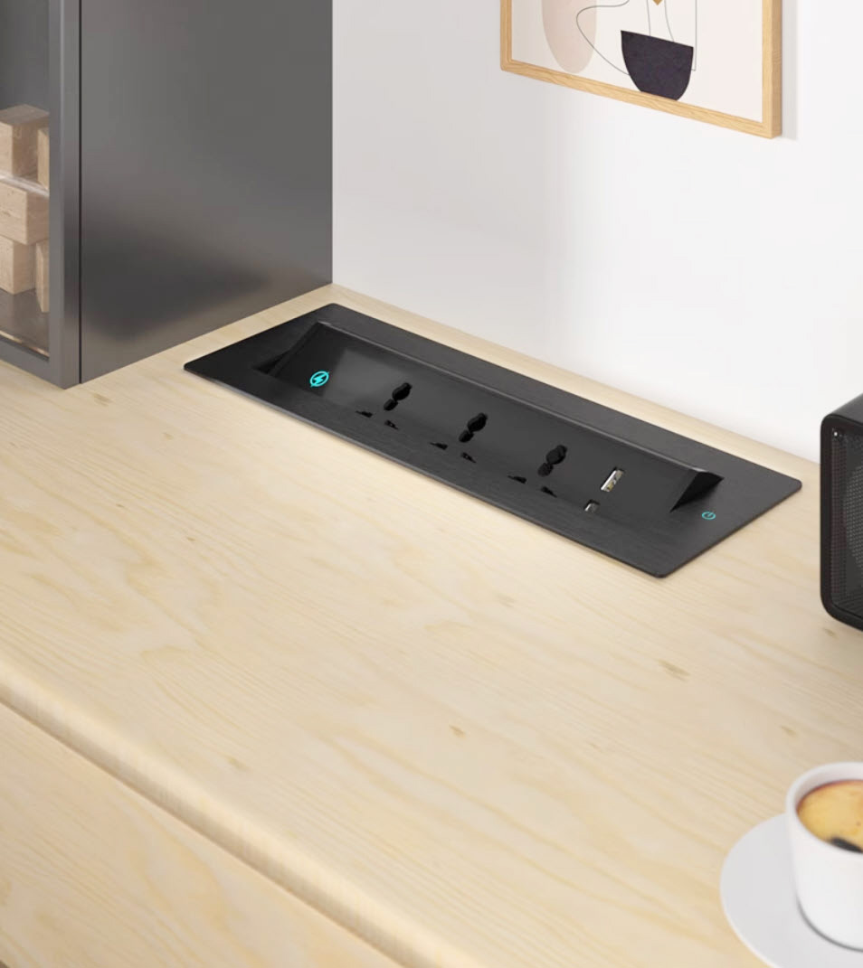 Ổ cắm âm bàn xoay tự động sạc không dây 3 ổ cắm 2 USB-A OEM JRB011
