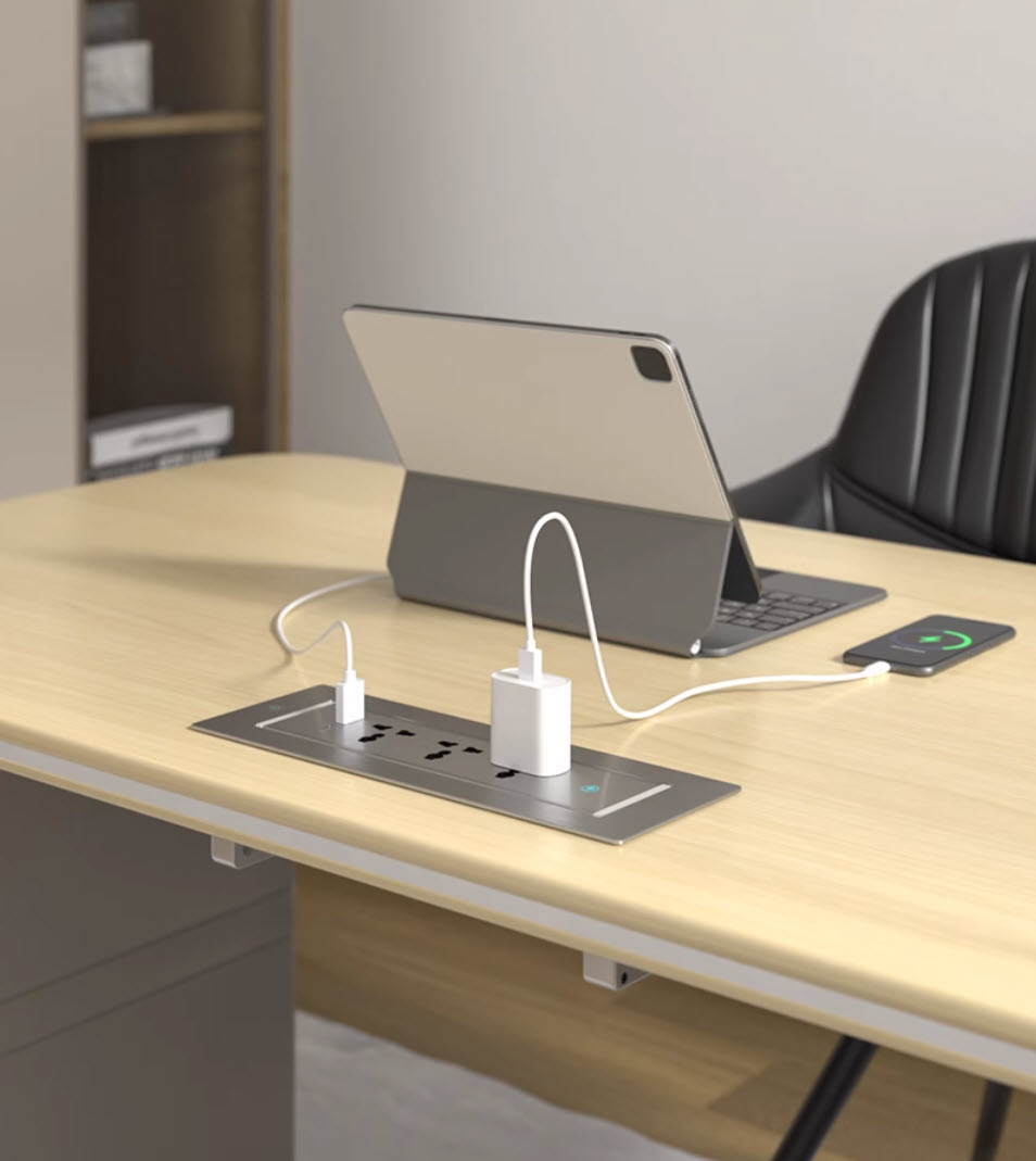 Ổ cắm âm bàn xoay tự động sạc không dây 3 ổ cắm 2 USB-A OEM JRB011