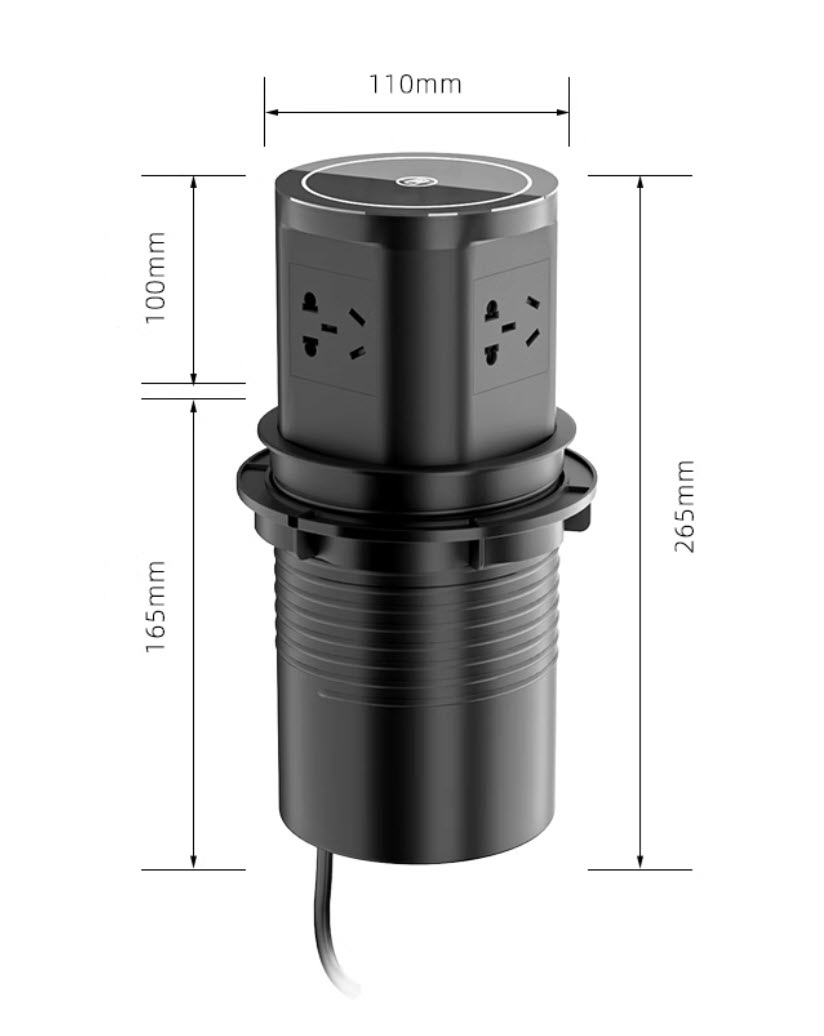 Ổ cắm âm bàn trượt bán tự động sạc không dây 3 ổ cắm 2 USB-A+C OEM BJQP2