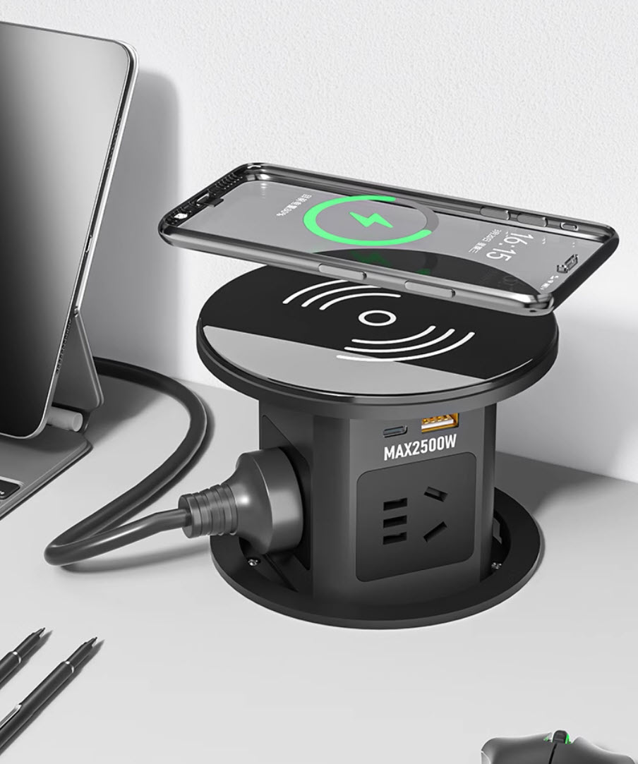 Ổ cắm âm bàn trượt bán tự động sạc không dây 4 ổ cắm 2 USB A-C OEM BJQP3