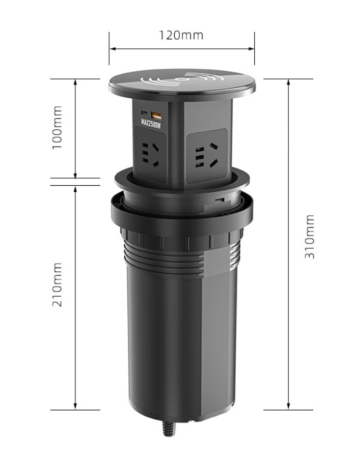 Ổ cắm âm bàn trượt bán tự động sạc không dây 4 ổ cắm 2 USB A-C OEM BJQP3