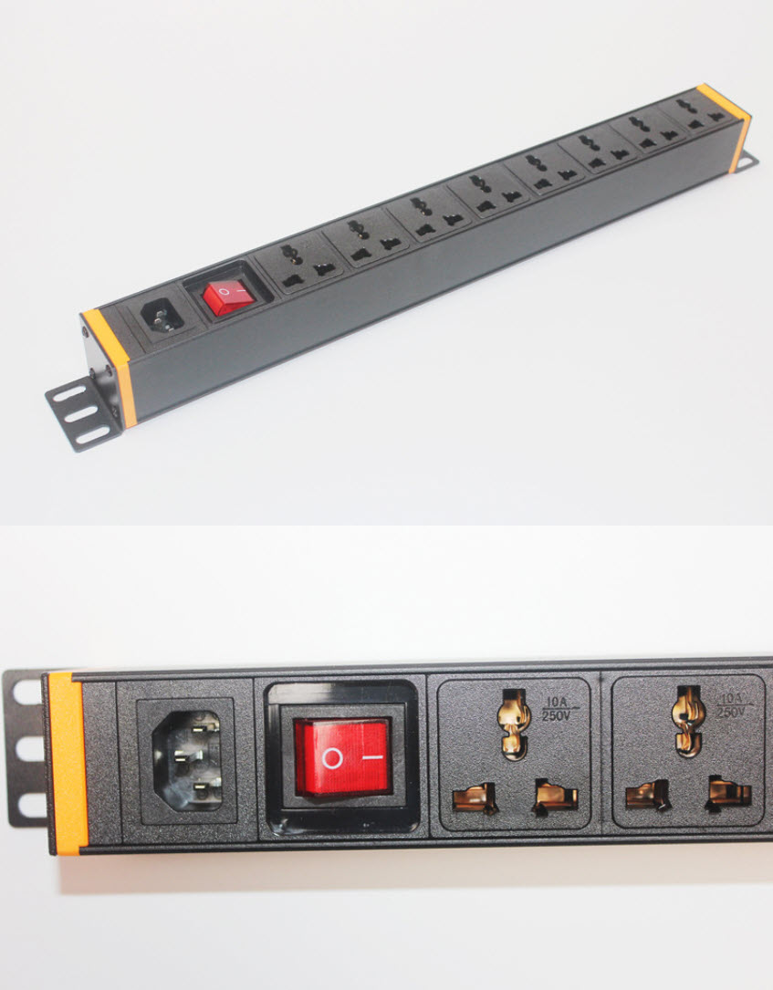 Thanh nguồn PDU tủ rack 8 cổng vỏ nhôm có công tắc nguồn ổ cắm dài bàn làm việc, nhà bếp XTE424