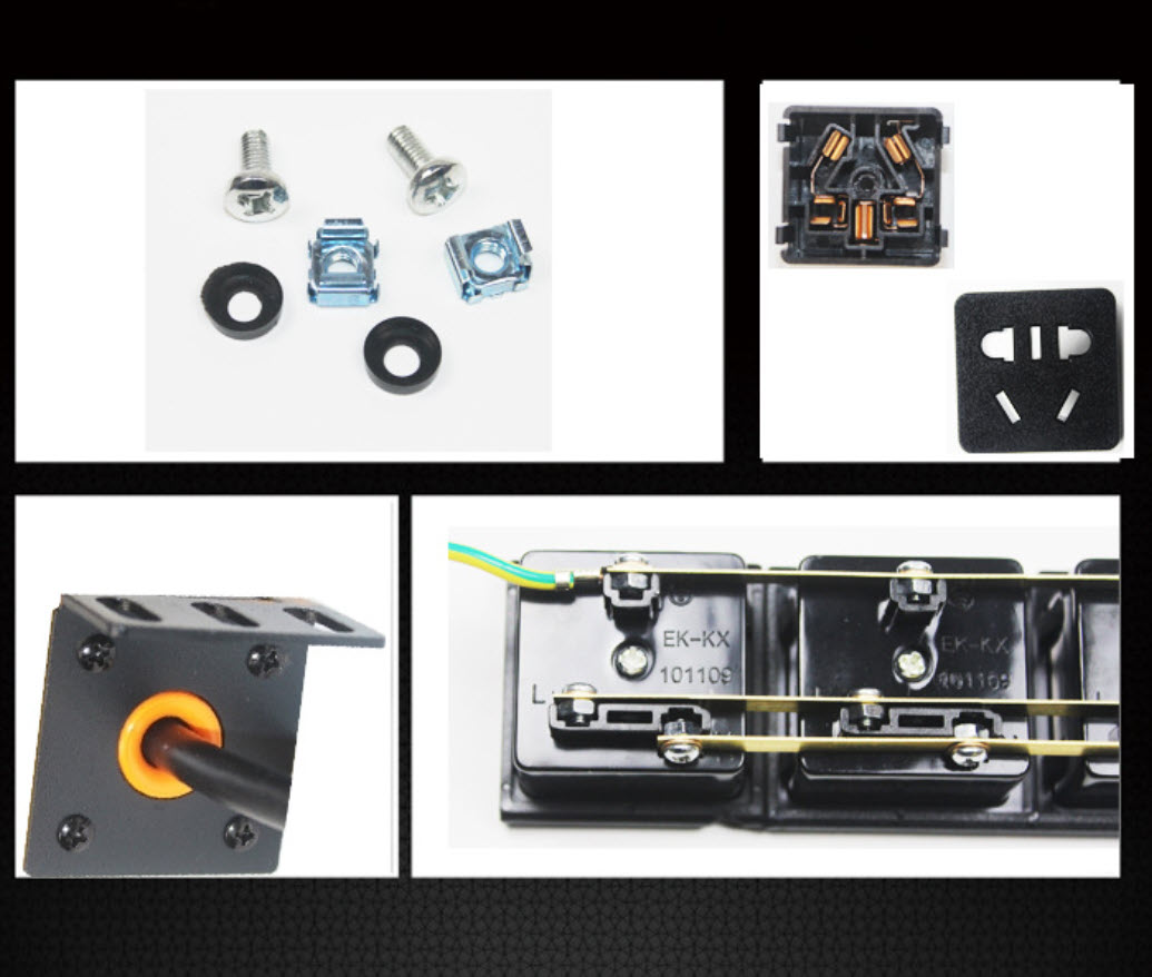 Thanh nguồn PDU tủ rack 8 cổng vỏ nhôm có công tắc nguồn ổ cắm dài bàn làm việc, nhà bếp XTE424