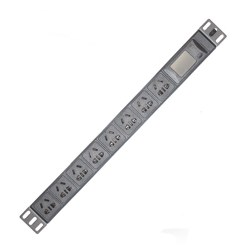 Thanh nguồn PDU tủ rack 8 cổng có đồng hồ đo điện áp vỏ nhôm XTE435