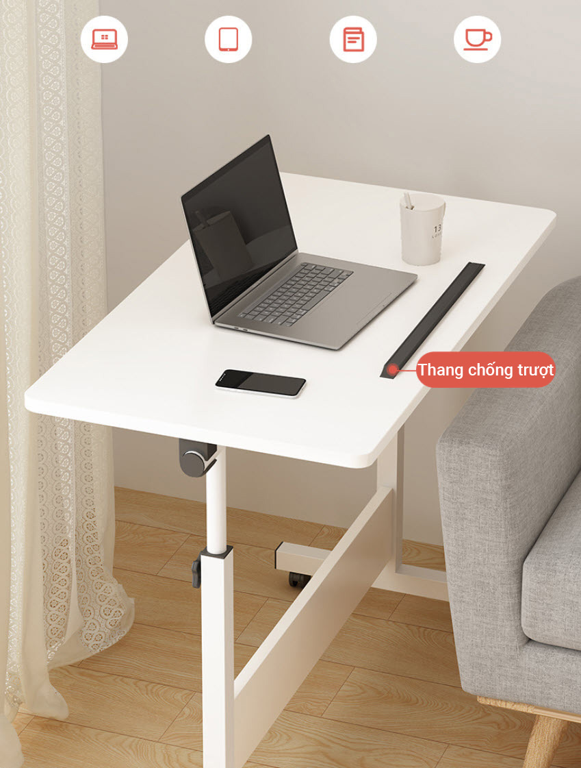 Bàn làm việc di động điều chỉnh góc nghiêng 80x50 bàn học vẽ bàn máy tính di động nâng hạ thông minh LX804
