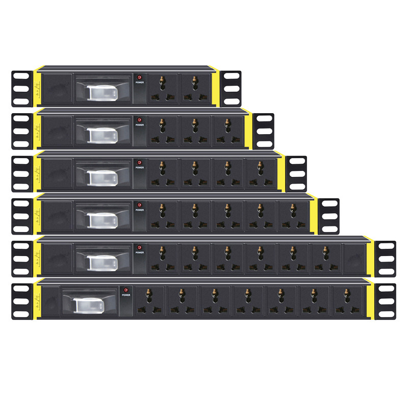 Thanh nguồn PDU tủ rack 2-7 cổng chuẩn quốc tế có CB quản lý nguồn vỏ nhôm 1U CYX12