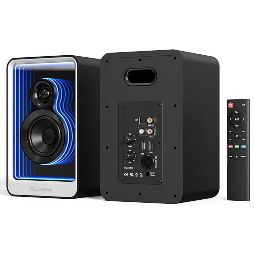 Loa kiểm âm chủ động 4inch Bestisan SR15 đèn led đổi màu 3D bluetooth 5.1