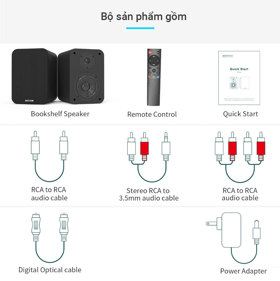 Loa booksheft chủ động 4inch 50W Bestisan SR04 bluetooth 5.0