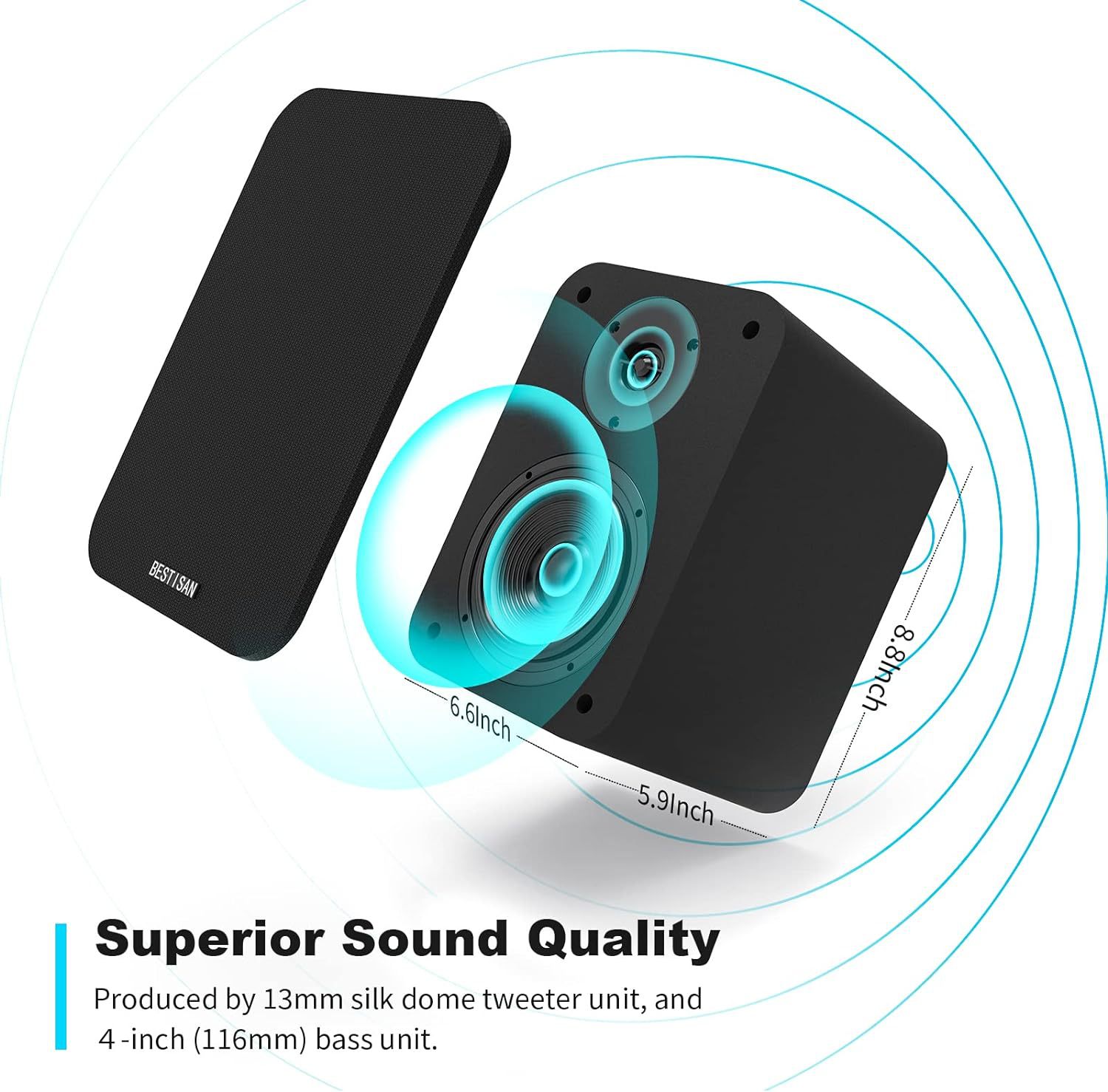 Loa booksheft chủ động 4inch 50W Bestisan SR04 bluetooth 5.0