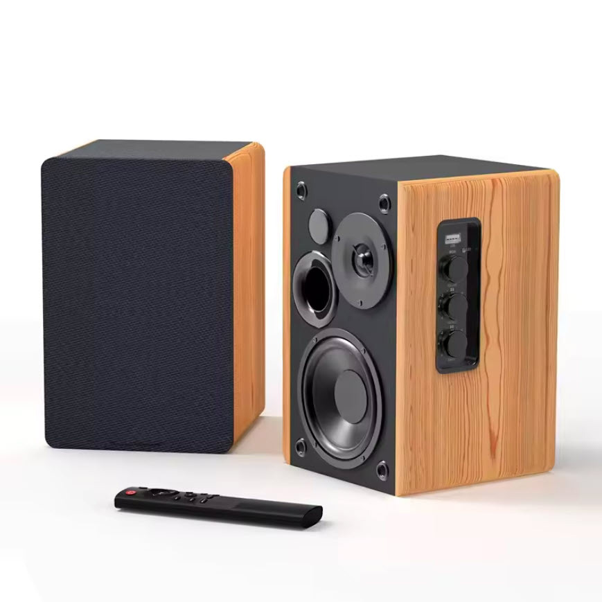 Loa booksheft chủ động 4inch vỏ gỗ Bestisan SR01 bluetooth 5.0 công suất 50W