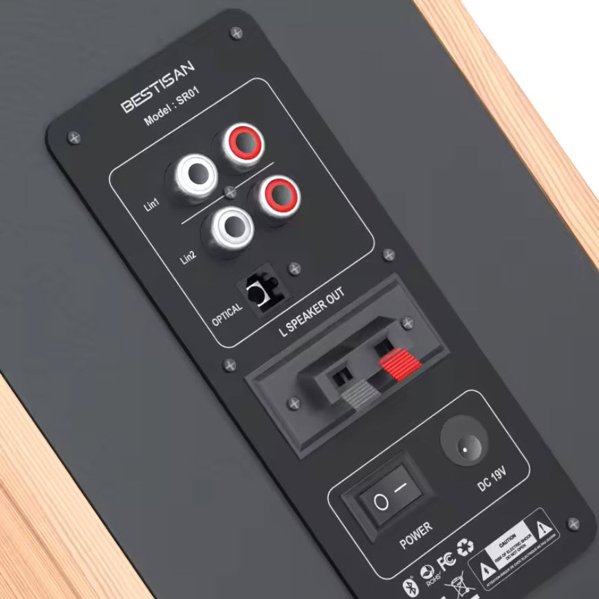 Loa booksheft chủ động 4inch vỏ gỗ Bestisan SR01 bluetooth 5.0 công suất 50W
