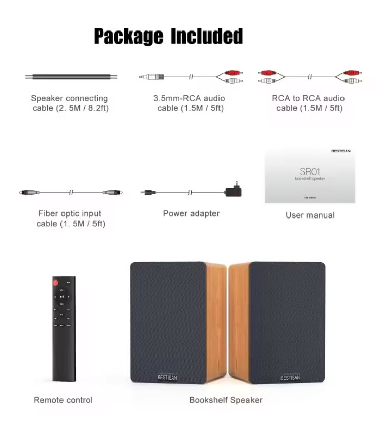 Loa booksheft chủ động 4inch vỏ gỗ Bestisan SR01 bluetooth 5.0 công suất 50W