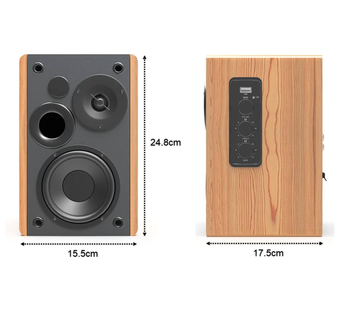 Loa booksheft chủ động 4inch vỏ gỗ Bestisan SR01 bluetooth 5.0 công suất 50W
