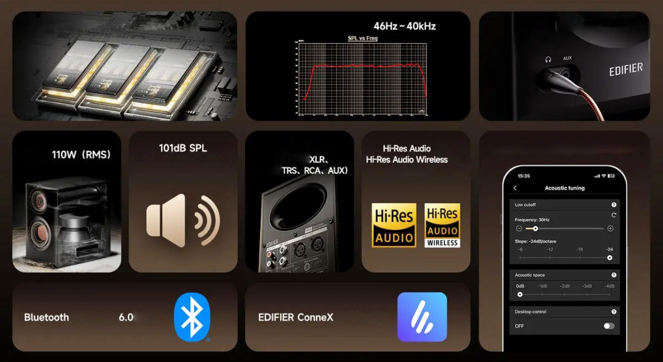 Loa kiểm âm chủ động 4inch 110W Edifier MR5BT chuẩn Hi-Res 24-bit/96kHz bluetooth 6.0